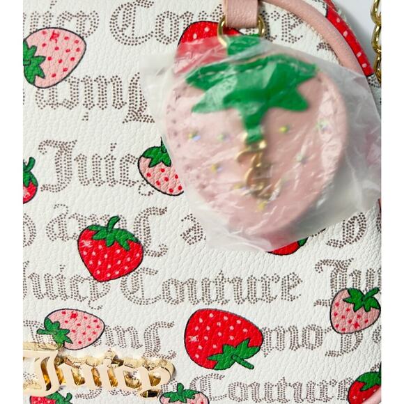 Juicy Couture Freshly Picked Strawberry Pecan White Diamond Crossbody Bag Charm - Picture 5 of 6